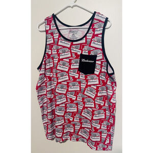 Budweiser Tank Top Men’s XL Red White Blue Beer Logo Sleeveless T-Shirt